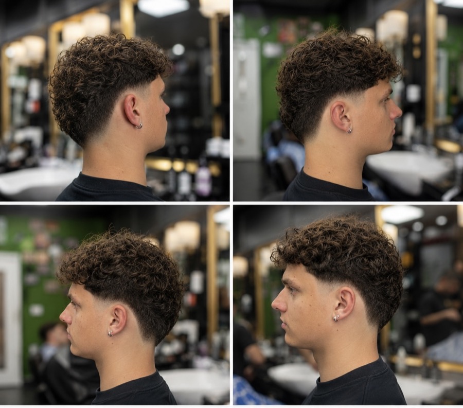 Lockiger Fade-Schnitt bei Dost Barber