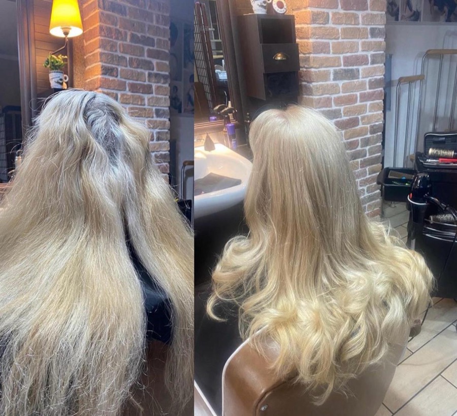 Blond-Verwandlung vorher und nachher